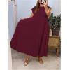 image:imageGORGLITTER Womens Pleated Flowy Chiffon Church Dresses Elegant Summer Short Sleeve Wedding Guest Maxi Dress OutfitsBurgundy