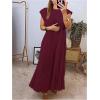 image:imageGORGLITTER Womens Pleated Flowy Chiffon Church Dresses Elegant Summer Short Sleeve Wedding Guest Maxi Dress OutfitsBurgundy