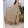 image:imageGORGLITTER Womens Pleated Flowy Chiffon Church Dresses Elegant Summer Short Sleeve Wedding Guest Maxi Dress OutfitsKhaki
