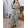 image:imageGORGLITTER Womens Pleated Flowy Chiffon Church Dresses Elegant Summer Short Sleeve Wedding Guest Maxi Dress OutfitsLight Grey