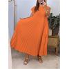 image:imageGORGLITTER Womens Pleated Flowy Chiffon Church Dresses Elegant Summer Short Sleeve Wedding Guest Maxi Dress OutfitsOrange