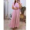 image:imageGORGLITTER Womens Pleated Flowy Chiffon Church Dresses Elegant Summer Short Sleeve Wedding Guest Maxi Dress OutfitsPink