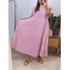 image:imageGORGLITTER Womens Pleated Flowy Chiffon Church Dresses Elegant Summer Short Sleeve Wedding Guest Maxi Dress OutfitsPink