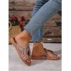 image:imageGORGLITTER Womens Rainbow Summer Sandals 2026 Boho Colorful Mexican Vacation Flats Slides ShoesBrown Boho
