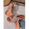 image:imageGORGLITTER Womens Rainbow Summer Sandals 2026 Boho Colorful Mexican Vacation Flats Slides ShoesBrown Boho