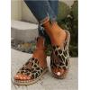 image:imageGORGLITTER Womens Rainbow Summer Sandals 2026 Boho Colorful Mexican Vacation Flats Slides ShoesBrown Leopard