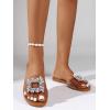 image:imageGORGLITTER Womens Rhinestone Clear Flat Sandals Dressy Cute Sparkly Summer Vacation Slide ShoesBrown