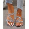 image:imageGORGLITTER Womens Rhinestone Clear Flats Dressy Sparkly Vacation Slide Shoes Trendy 2026 Sparkle Transparent SandalsSilver