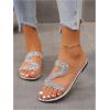 image:imageGORGLITTER Womens Rhinestone Clear Flats Dressy Sparkly Vacation Slide Shoes Trendy 2026 Sparkle Transparent SandalsSilver