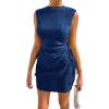 image:imageGORGLITTER Womens Ruched Mini Dress Birthday Wedding Guest Dress Cut Out Drawstring Textured Tank Prom Party DressesBlue