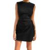 image:imageGORGLITTER Womens Ruched Mini Dress Birthday Wedding Guest Dress Cut Out Drawstring Textured Tank Prom Party DressesPure Black