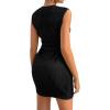 image:imageGORGLITTER Womens Ruched Mini Dress Birthday Wedding Guest Dress Cut Out Drawstring Textured Tank Prom Party DressesPure Black