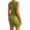 image:imageGORGLITTER Womens Ruched Mini Dress Birthday Wedding Guest Dress Cut Out Drawstring Textured Tank Prom Party DressesPure Green