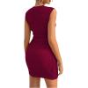 image:imageGORGLITTER Womens Ruched Mini Dress Birthday Wedding Guest Dress Cut Out Drawstring Textured Tank Prom Party DressesRed