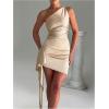 image:imageGORGLITTER Womens Sexy Birthday Mini Dresses Asymmetrical Going Out Club Party Vegas Dinner One Shoulder Fringe DressApricot