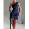image:imageGORGLITTER Womens Sexy Birthday Mini Dresses Asymmetrical Going Out Club Party Vegas Dinner One Shoulder Fringe DressBlue