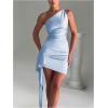 image:imageGORGLITTER Womens Sexy Birthday Mini Dresses Asymmetrical Going Out Club Party Vegas Dinner One Shoulder Fringe DressLight Wash