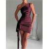 image:imageGORGLITTER Womens Sexy Birthday Mini Dresses Asymmetrical Going Out Club Party Vegas Dinner One Shoulder Fringe DressMaroon