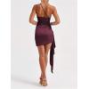 image:imageGORGLITTER Womens Sexy Birthday Mini Dresses Asymmetrical Going Out Club Party Vegas Dinner One Shoulder Fringe DressMaroon