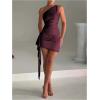 image:imageGORGLITTER Womens Sexy Birthday Mini Dresses Asymmetrical Going Out Club Party Vegas Dinner One Shoulder Fringe DressMaroon