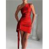 image:imageGORGLITTER Womens Sexy Birthday Mini Dresses Asymmetrical Going Out Club Party Vegas Dinner One Shoulder Fringe DressRed