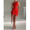 image:imageGORGLITTER Womens Sexy Birthday Mini Dresses Asymmetrical Going Out Club Party Vegas Dinner One Shoulder Fringe DressRed