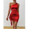 image:imageGORGLITTER Womens Sexy Birthday Mini Dresses Asymmetrical Going Out Club Party Vegas Dinner One Shoulder Fringe DressRed
