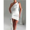 image:imageGORGLITTER Womens Sexy Birthday Mini Dresses Asymmetrical Going Out Club Party Vegas Dinner One Shoulder Fringe DressWhite