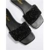 image:imageGORGLITTER Womens Sparkly Rhinestone Strappy Flat Sandals Summer Square Toe Glitter Bling Wedding Shoes Slide SandalsBlack Solidd