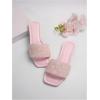image:imageGORGLITTER Womens Sparkly Rhinestone Strappy Flat Sandals Summer Square Toe Glitter Bling Wedding Shoes Slide SandalsPink Light