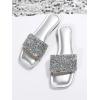 image:imageGORGLITTER Womens Sparkly Rhinestone Strappy Flat Sandals Summer Square Toe Glitter Bling Wedding Shoes Slide SandalsSilver