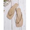 image:imageGORGLITTER Womens Square Open Toe Flip Flop Minimalist Thong Flat Sandals Slide On Summer Vacation 2026 Dressy ShoesApricot