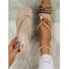 image:imageGORGLITTER Womens Square Open Toe Flip Flop Minimalist Thong Flat Sandals Slide On Summer Vacation 2026 Dressy ShoesApricot