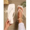 image:imageGORGLITTER Womens Square Open Toe Flip Flop Minimalist Thong Flat Sandals Slide On Summer Vacation 2026 Dressy ShoesBeige