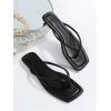 image:imageGORGLITTER Womens Square Open Toe Flip Flop Minimalist Thong Flat Sandals Slide On Summer Vacation 2026 Dressy ShoesBlack Thong