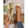 image:imageGORGLITTER Womens Square Open Toe Flip Flop Minimalist Thong Flat Sandals Slide On Summer Vacation 2026 Dressy ShoesGold