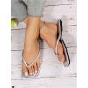image:imageGORGLITTER Womens Square Open Toe Flip Flop Minimalist Thong Flat Sandals Slide On Summer Vacation 2026 Dressy ShoesSilver Thong