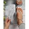 image:imageGORGLITTER Womens Square Open Toe Flip Flop Minimalist Thong Flat Sandals Slide On Summer Vacation 2026 Dressy ShoesSilver Thong
