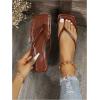 image:imageGORGLITTER Womens Square Open Toe Flip Flop Minimalist Thong Flat Sandals Slide On Summer Vacation 2026 Dressy ShoesSolid Brown