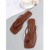 image:imageGORGLITTER Womens Square Open Toe Flip Flop Minimalist Thong Flat Sandals Slide On Summer Vacation 2026 Dressy ShoesSolid Brown