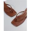 image:imageGORGLITTER Womens Square Open Toe Flip Flop Minimalist Thong Flat Sandals Slide On Summer Vacation 2026 Dressy ShoesSolid Brown