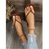 image:imageGORGLITTER Womens Square Open Toe Flip Flop Minimalist Thong Flat Sandals Slide On Summer Vacation 2026 Dressy ShoesSolid Brown