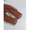 image:imageGORGLITTER Womens Square Open Toe Flip Flop Minimalist Thong Flat Sandals Slide On Summer Vacation 2026 Dressy ShoesSolid Brown