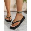 image:imageGORGLITTER Womens Square Open Toe Flip Flops Thong Flat Sandals Comfortable Slip On Slides Summer Vacation Beach ShoesBlack