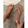 image:imageGORGLITTER Womens Square Open Toe Flip Flops Thong Flat Sandals Comfortable Slip On Slides Summer Vacation Beach ShoesBrown
