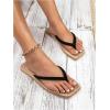 image:imageGORGLITTER Womens Square Toe Flip Flops Boho Flat Sandals Straw Dressy Beach Summer Vacation 2026 Slide ShoesBlack