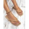 image:imageGORGLITTER Womens Square Toe Flip Flops Boho Flat Sandals Straw Dressy Beach Summer Vacation 2026 Slide ShoesBrown