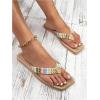 image:imageGORGLITTER Womens Square Toe Flip Flops Boho Flat Sandals Straw Dressy Beach Summer Vacation 2026 Slide ShoesBrown Colorful