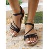 image:imageGORGLITTER Womens Strappy Flat Sandals Dressy Ankle Strap Open Toe Summer Beach Slides Casual Vacation ShoesBlack