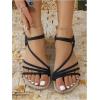 image:imageGORGLITTER Womens Strappy Flat Sandals Dressy Ankle Strap Open Toe Summer Beach Slides Casual Vacation ShoesBlack